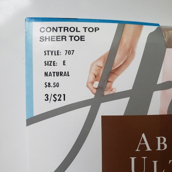 New Hanes‎ Absolutely Ultra Sheer Control Top Sheer Toe style 707 Sz E Natural - Picture 2 of 5